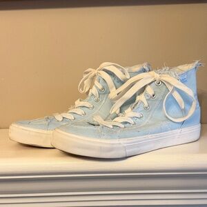 Women’s Light Blue High-Top Canvas Sneakers with White Laces